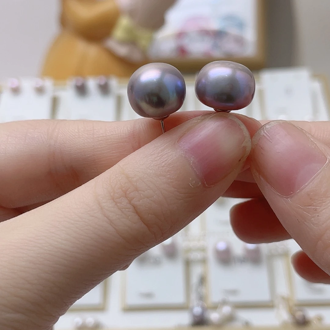 薇***笑银S925镶嵌淡水珍珠耳饰