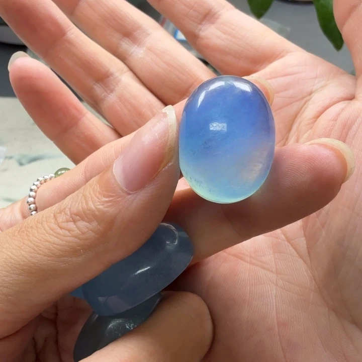 海蓝宝石颈饰银S925镶嵌96