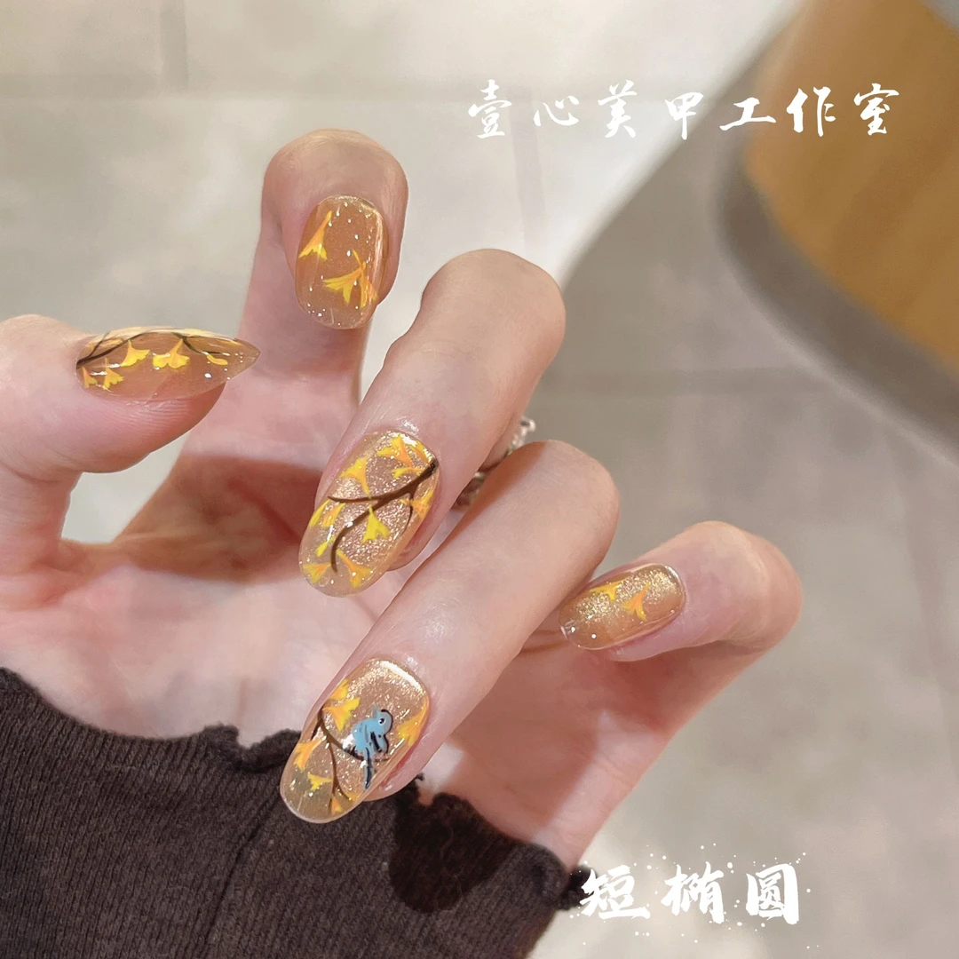 现货48小时发喜上眉梢-壹心纯手工穿戴甲 可拆卸假指甲贴 10片装