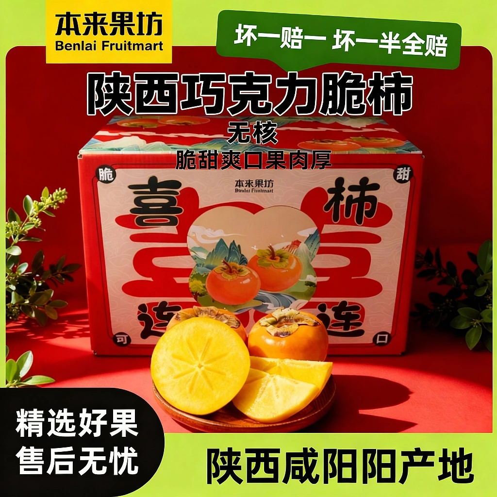 【本来果坊】陕西巧克力脆柿子 果肉厚实 爽口 产地直发 坏果包赔