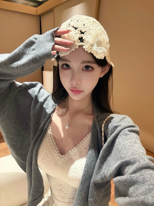 陈允朵*冰感豆皮*性感微透蕾丝弹力bra含胸垫叠穿内搭吊带背心女