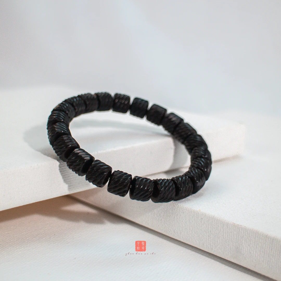 龙鳞/朝花夕拾出品纯属雕刻印尼椰蒂手串9mm*8mm-25颗