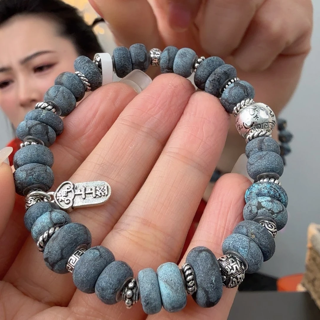 一***花绿松石银S925镶嵌珠宝奇石