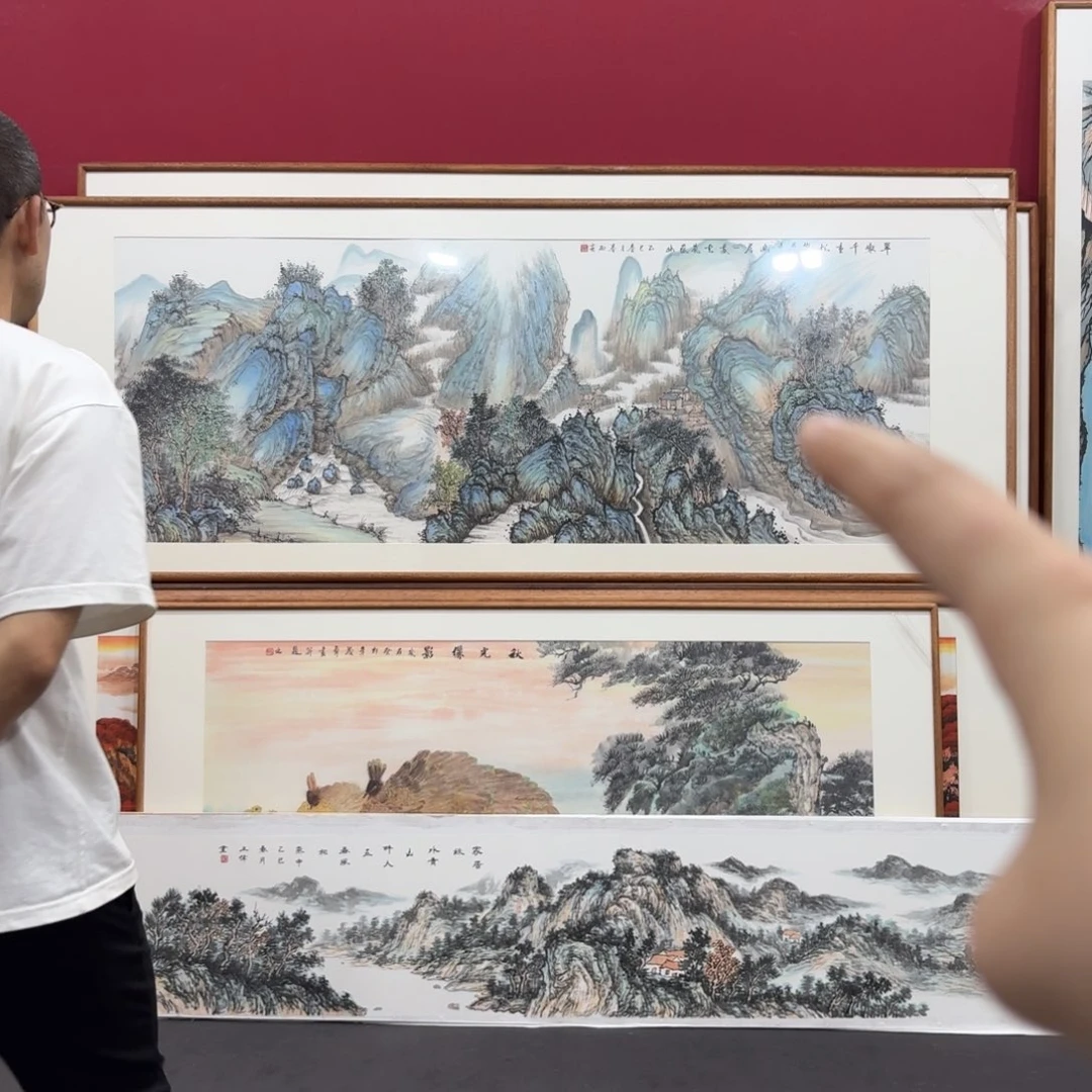 国画杨*园带框绘画作品