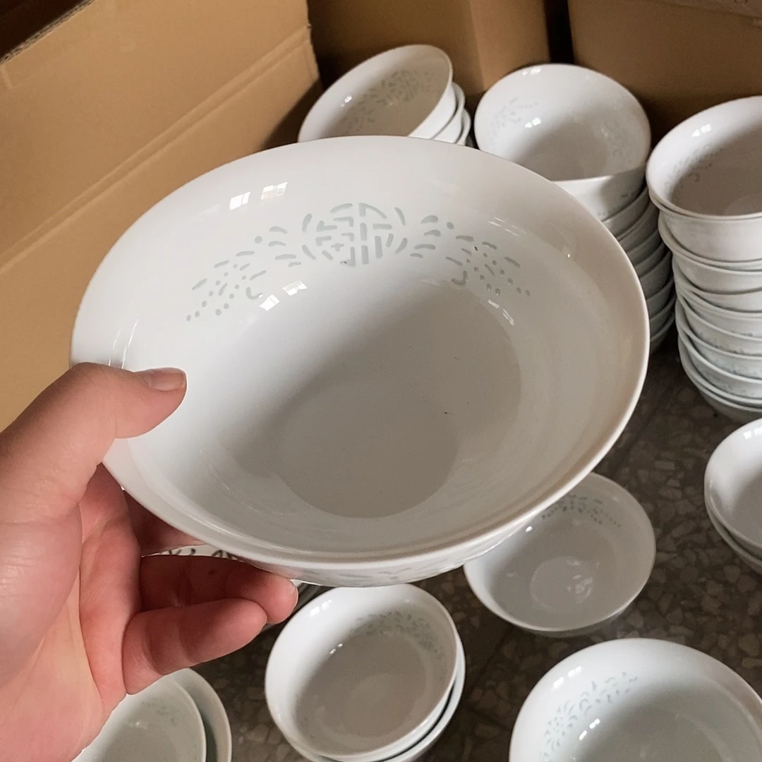 瓷摆件6.5寸高温玲珑瓷碗1支