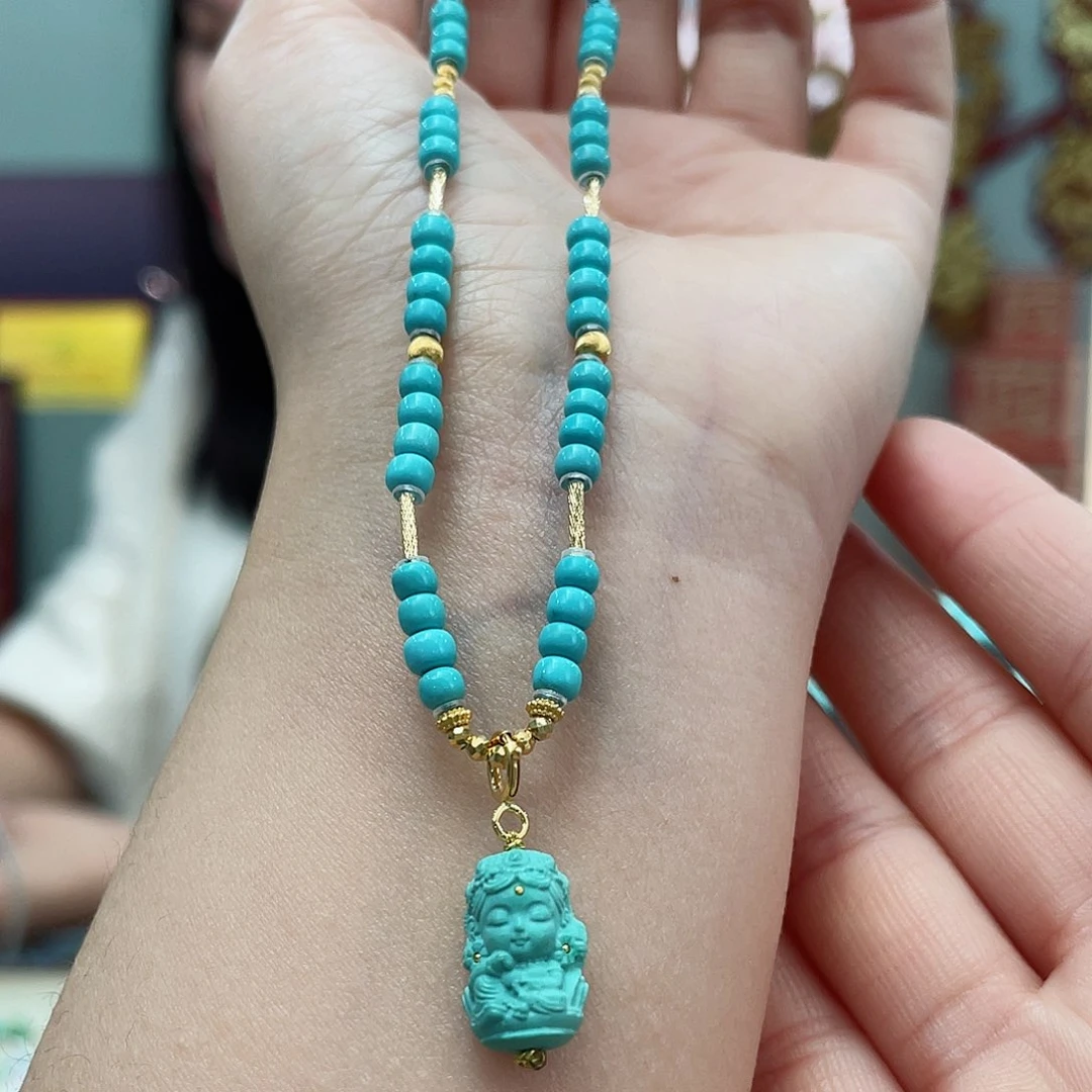 绿松石颈饰18K金镶嵌