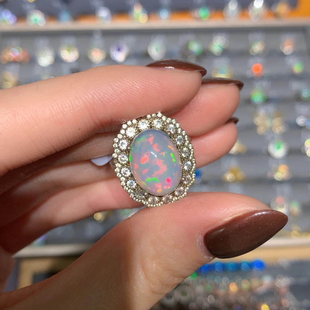 银S925镶嵌欧泊戒指t