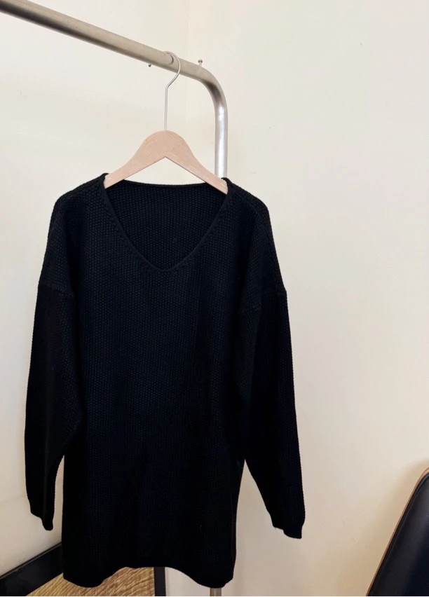 高品质经典百搭休闲纯色针织V领套头毛衣简约