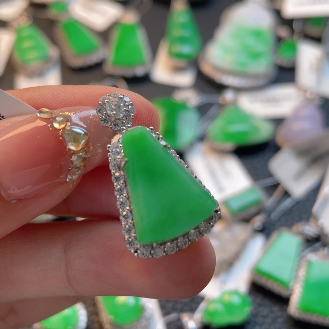 翡翠银S925镶嵌吊坠(不含链)