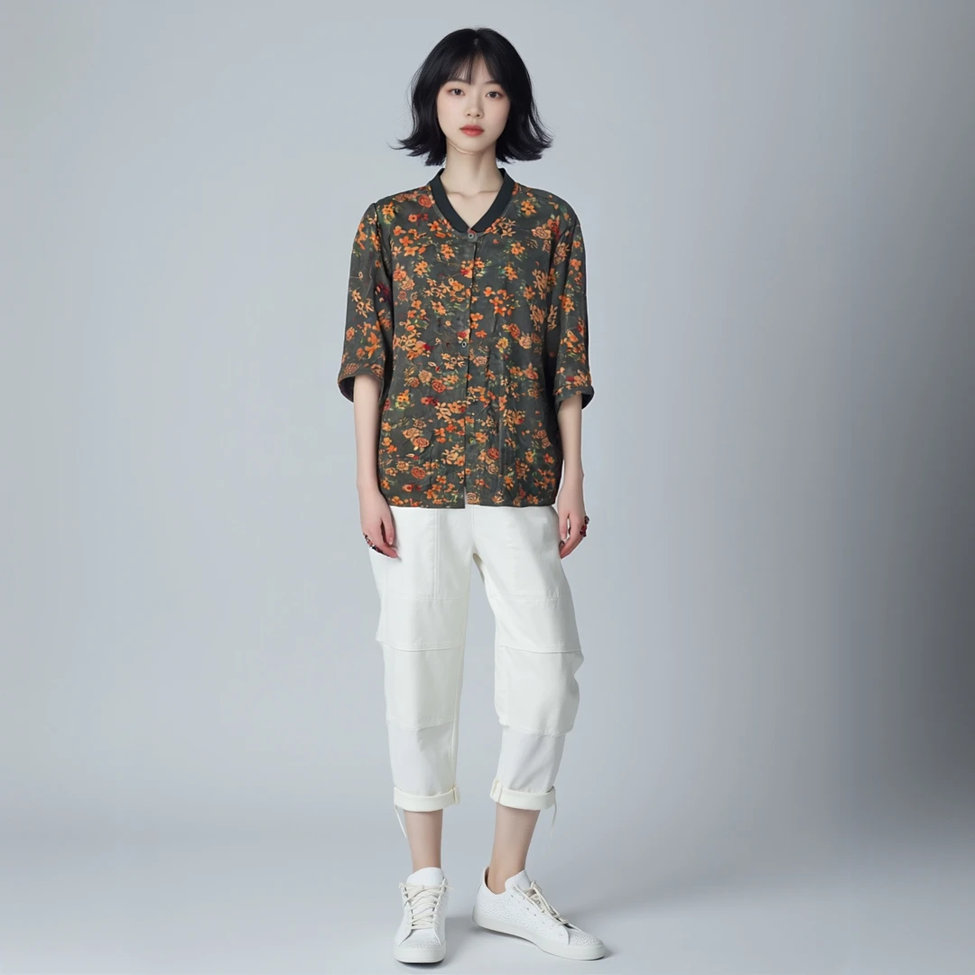 【2235】中老年妈妈夏装碎花中袖衬衫洋气减龄舒适上衣显瘦大码