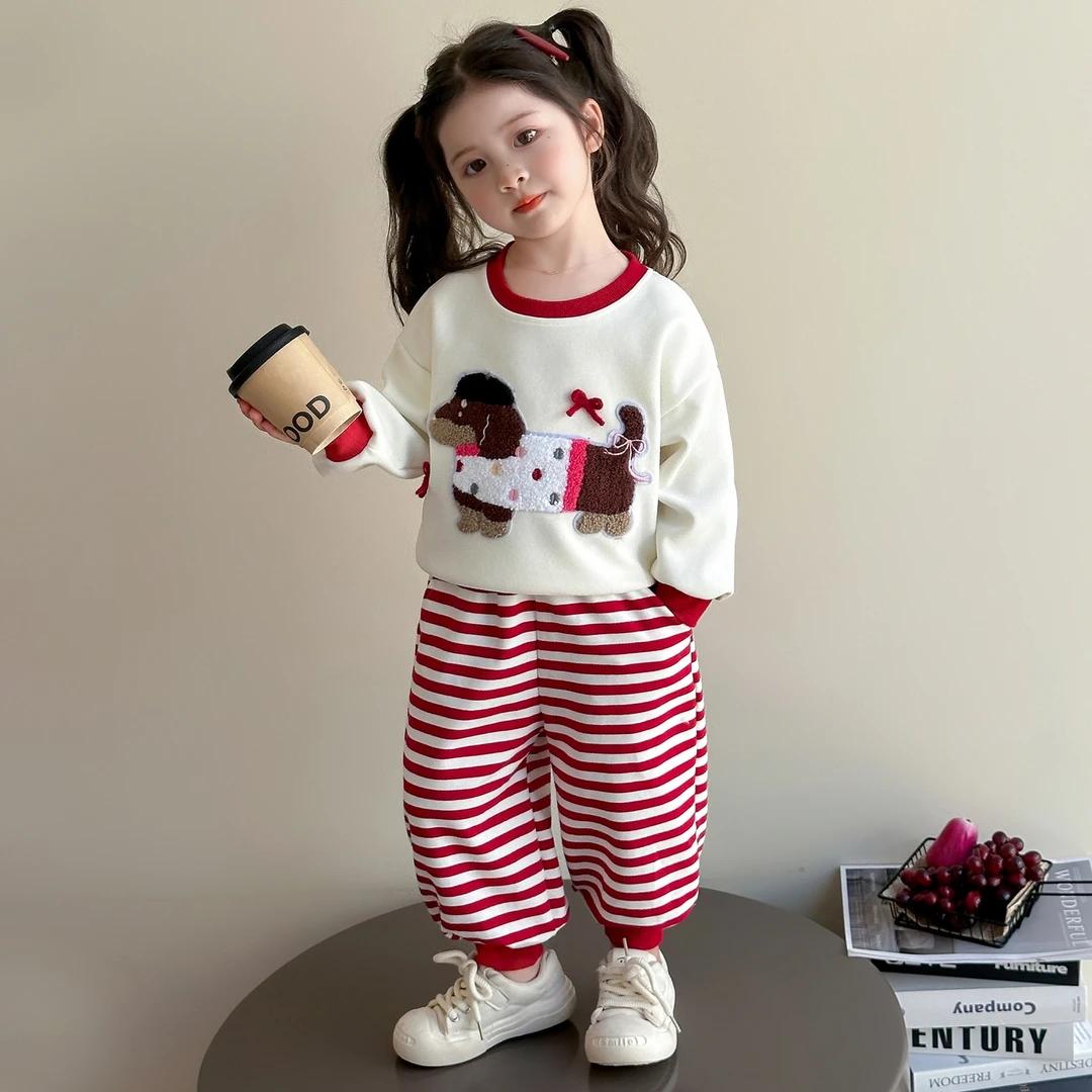 女宝宝秋季套装女童卫衣秋季2025新款儿童运动两件套小女孩秋装