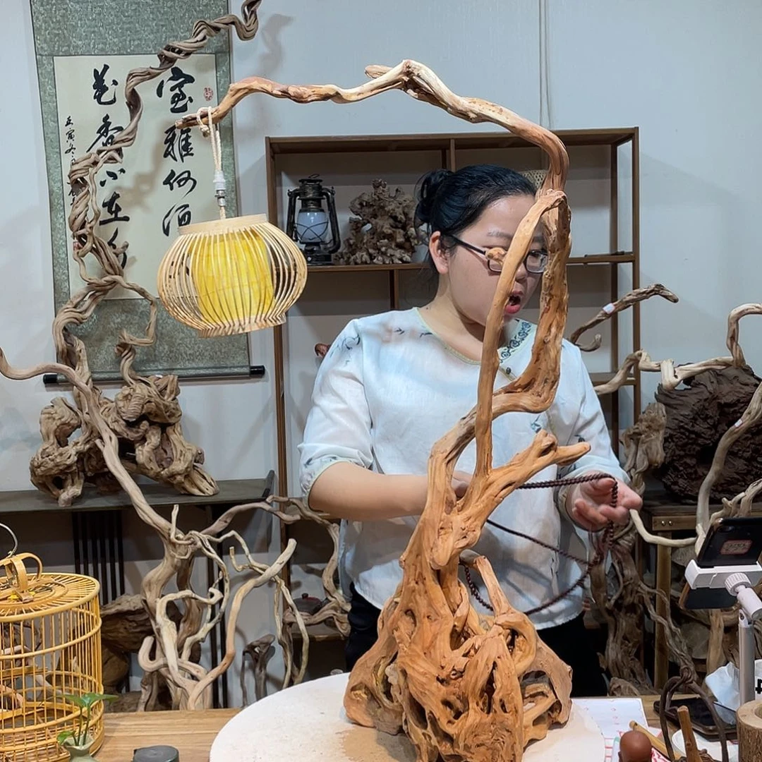 香杉木杜鹃根根艺摆件