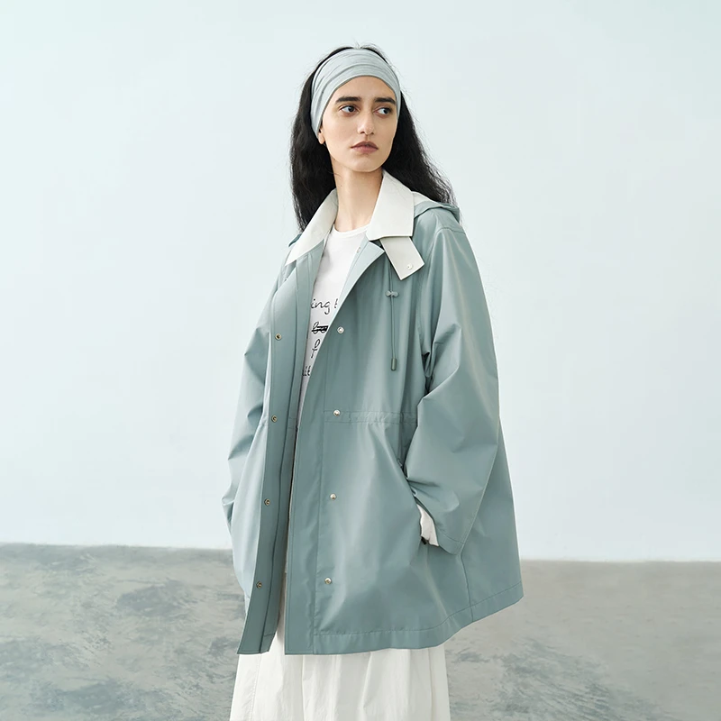 半圆【特价】女装[运动]2025春季连帽传统英伦风衣女小众15521019