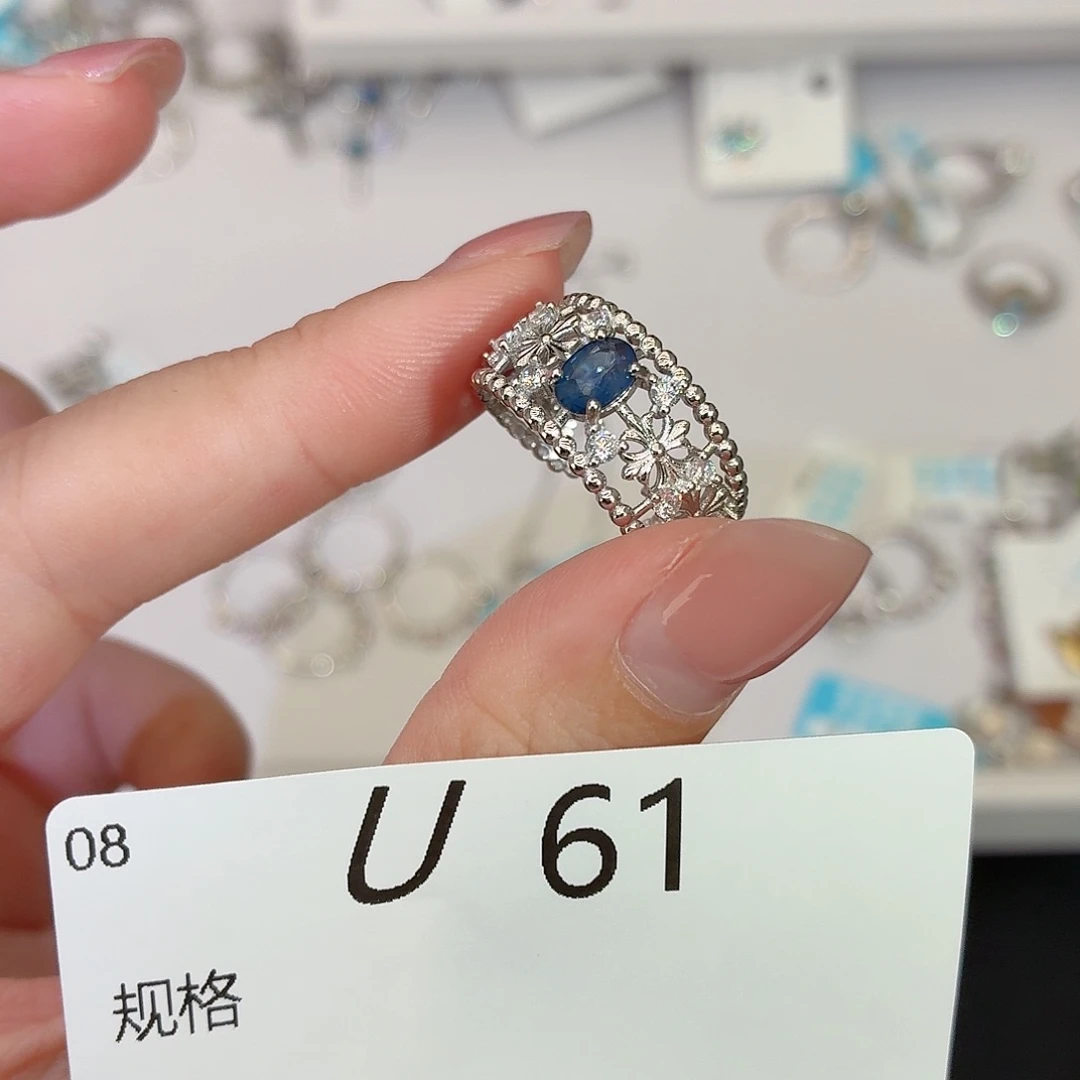 银S925镶嵌珠宝奇石蓝宝石u61