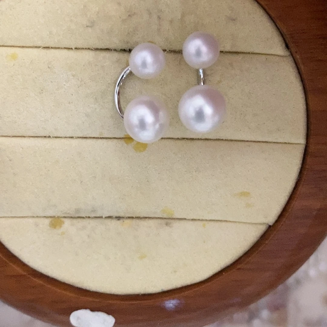 银S925镶嵌耳饰淡水珍珠