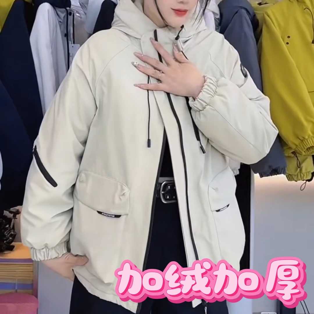 【双十二年终狂欢】25-981长袖女加厚拉链短外套休闲连帽短款