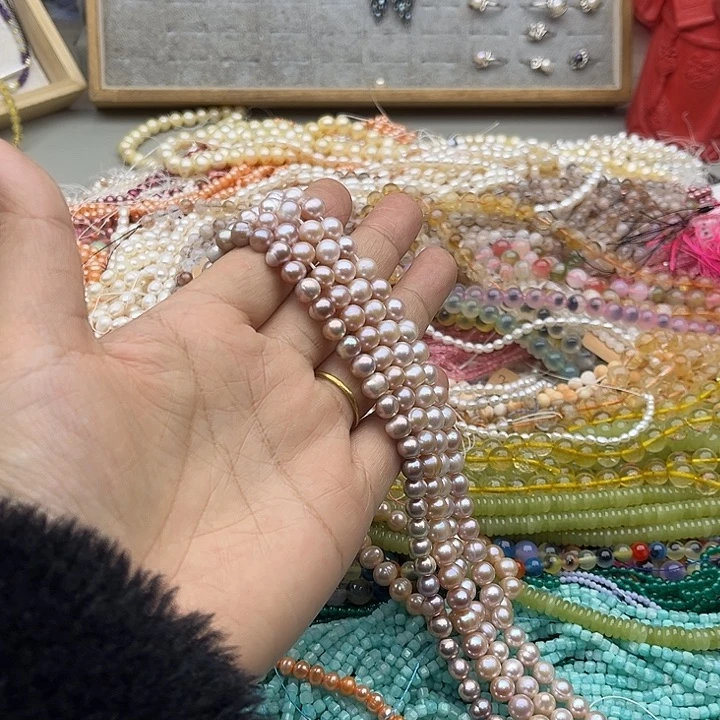 玛瑙/玉髓珠宝半成品未镶嵌一条7mm左右珍珠