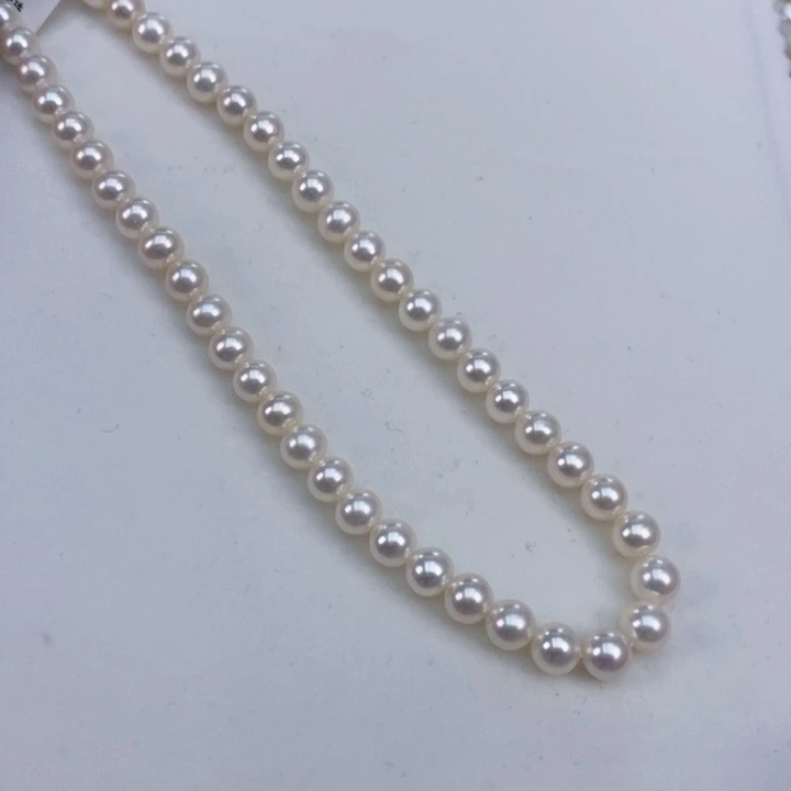 淡水珍珠颈饰银S925镶嵌6.5-7.5无核极强光正圆项链
