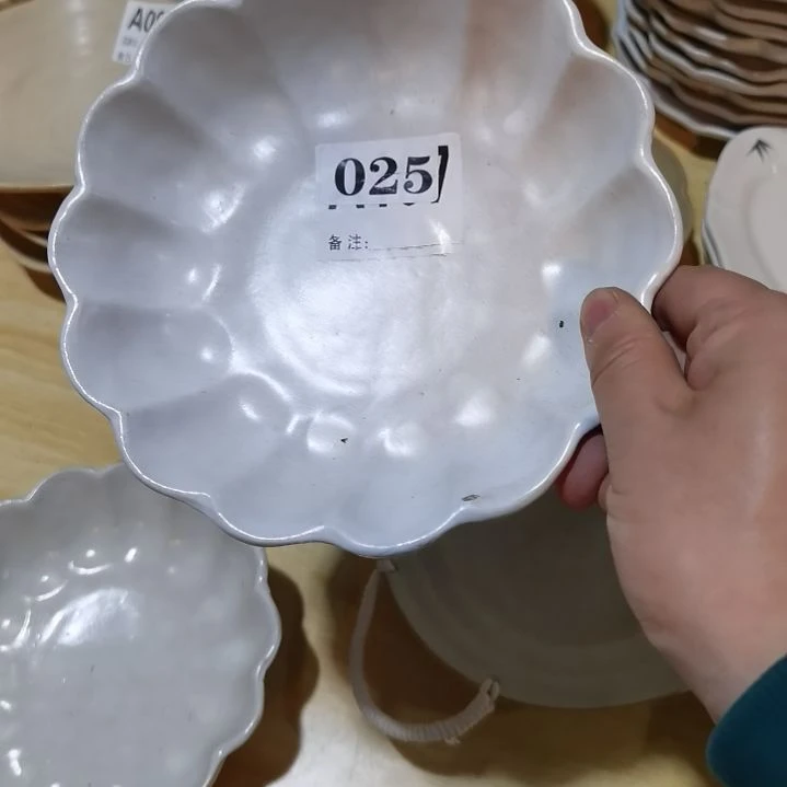 瓷片微瑕粗陶梨花深盘两个一组