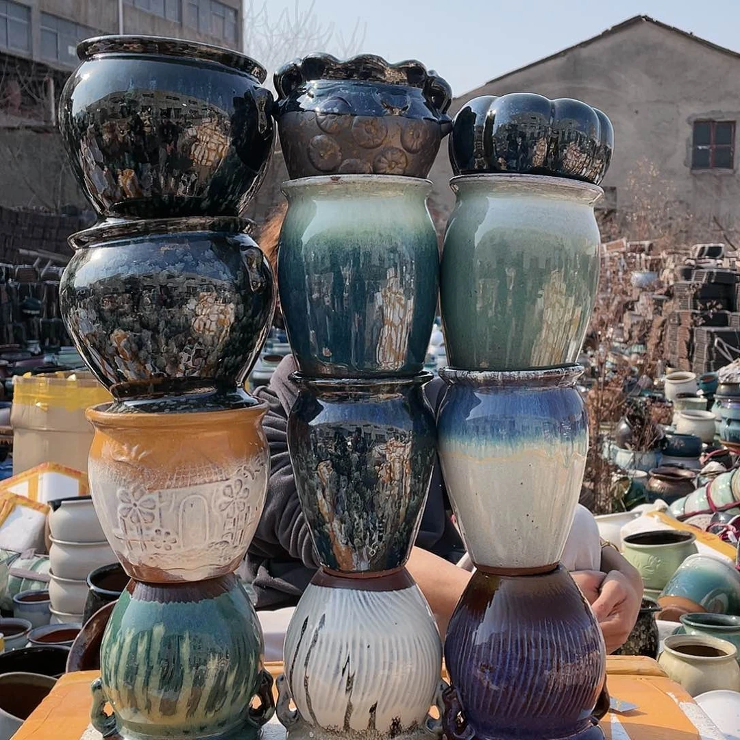 红陶宜兴紫砂花盆套组