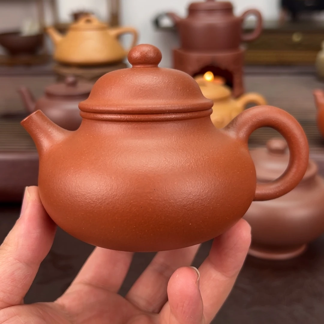 茶壶紫砂微瑕纯红降坡 220 毫升