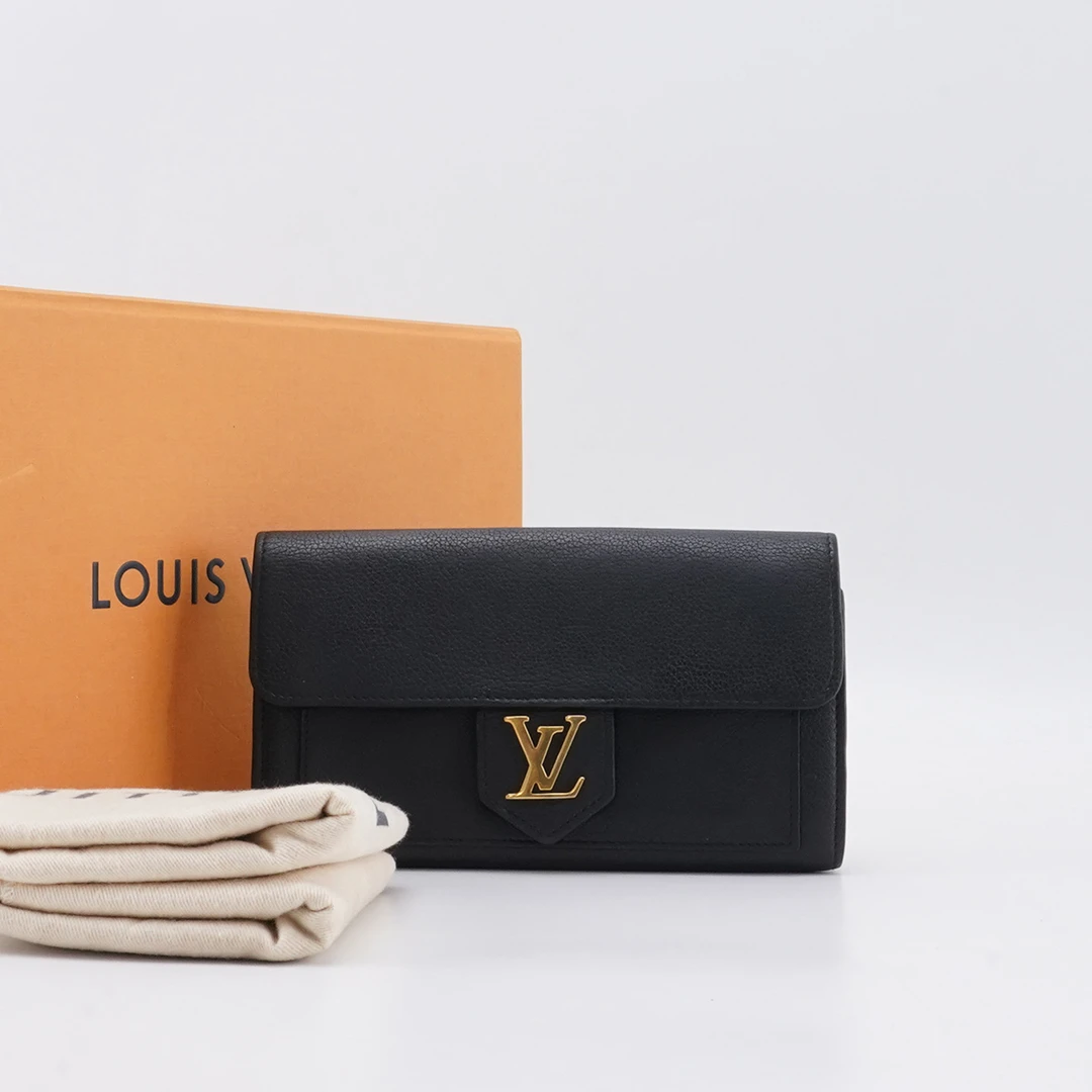 95新 LouisVuitton/路易威登 【白菜】 黑金牛皮钱包/BGK107340060