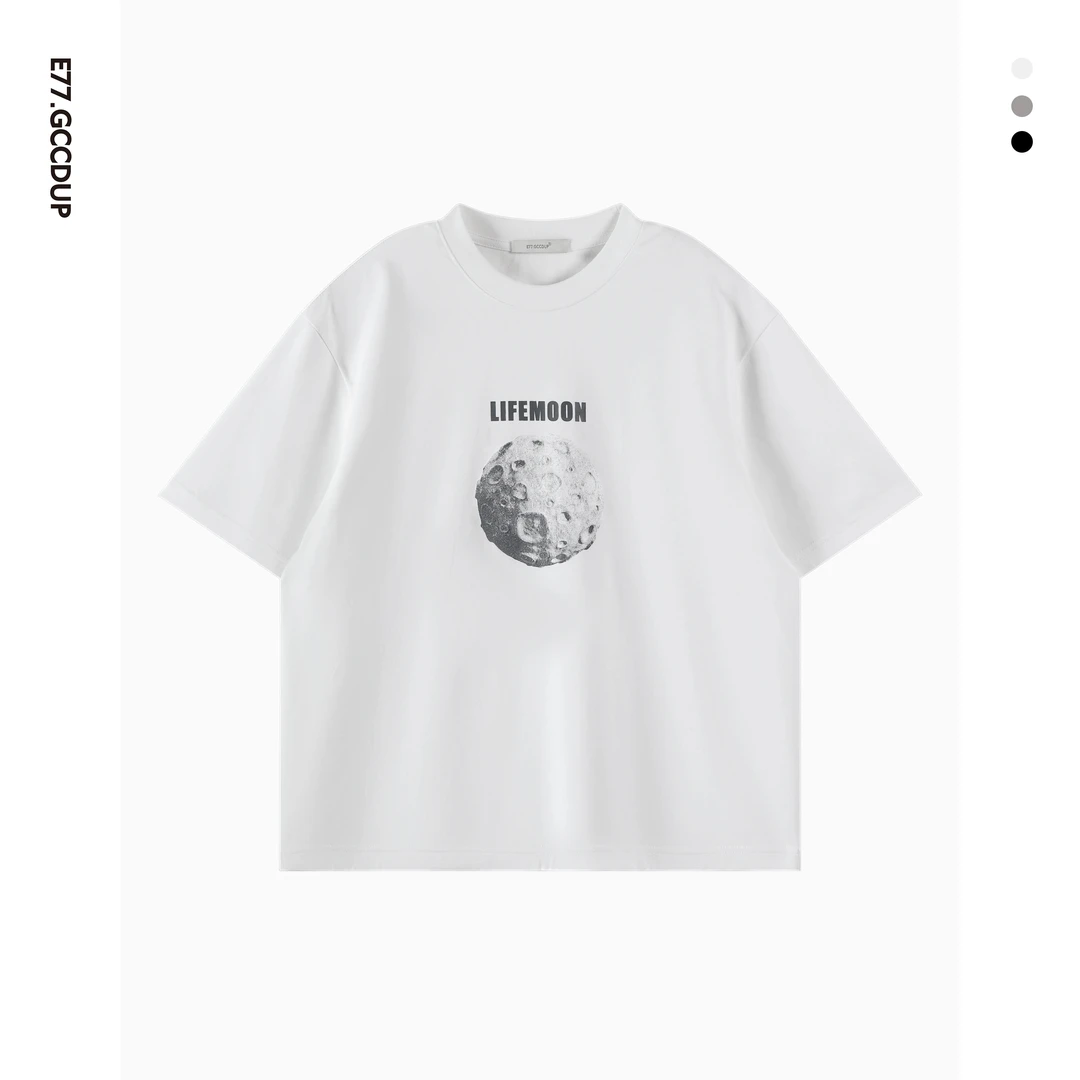 GCCDUPE77夏季月球印花短袖圆领百搭简约时尚高级感男装T恤1446