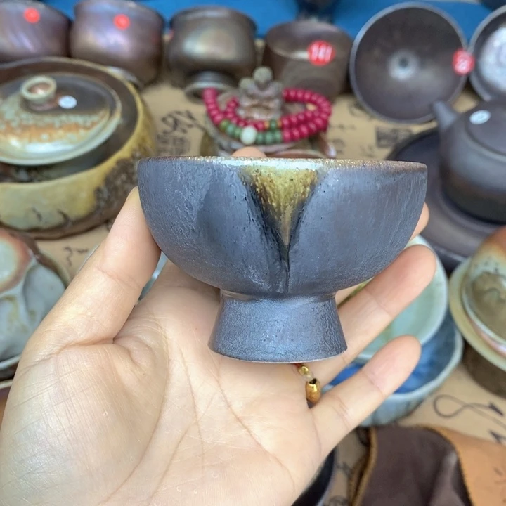 杯子高脚杯全手工纯柴烧茶杯