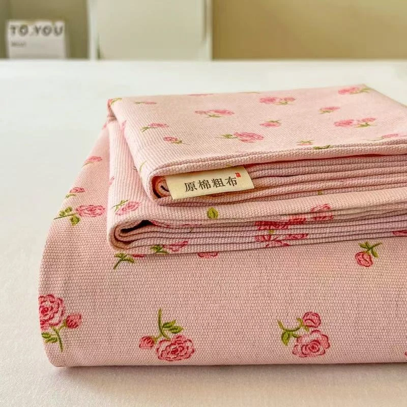 【桃娘老粗布三件套】正宗山东原棉老粗布软席厚实平整吸汗