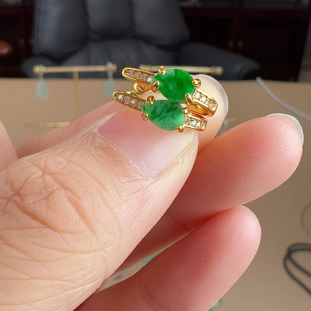 翡翠银S925镶嵌耳饰耳饰51