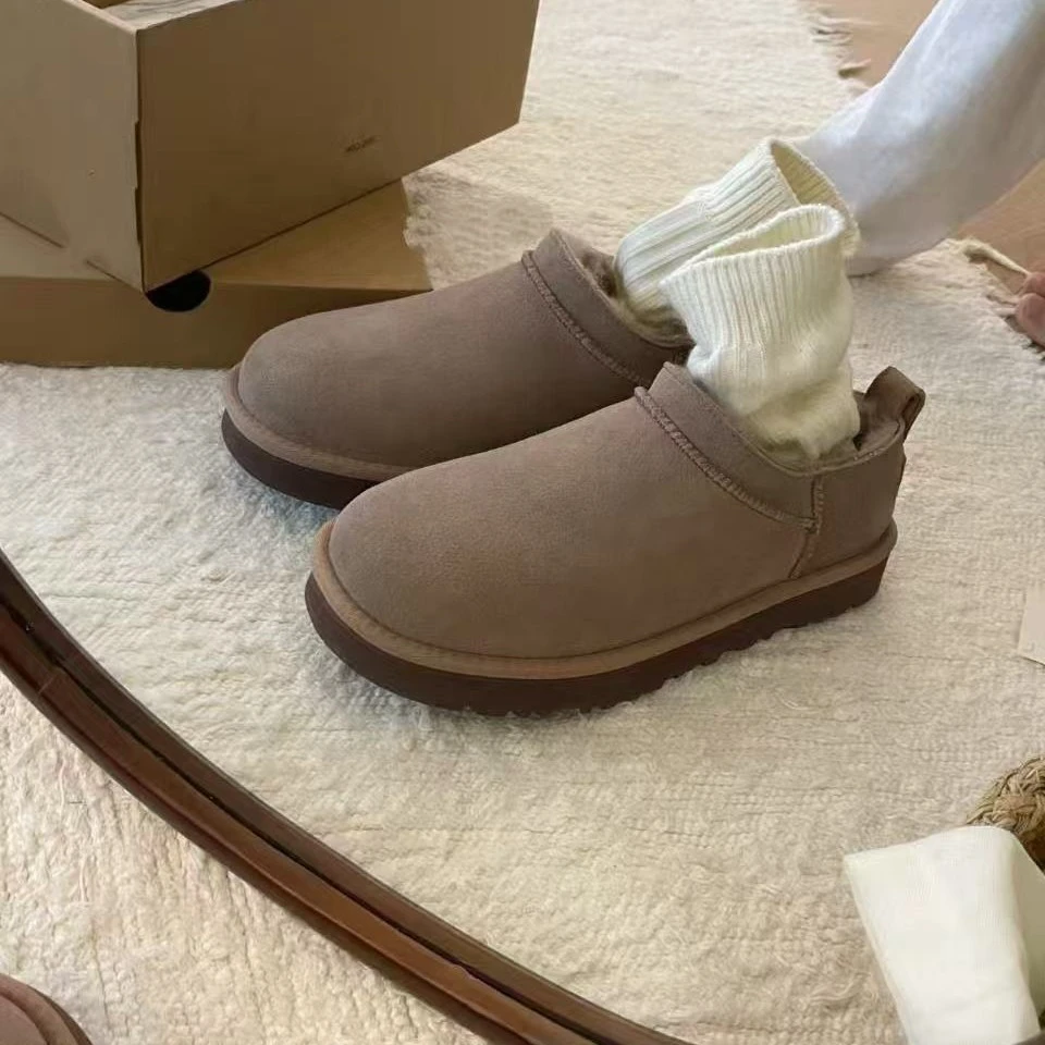 【超迷你全新未拆封】秋冬桑坡雪地靴周冬雨同款超短筒一脚蹬毛毛鞋