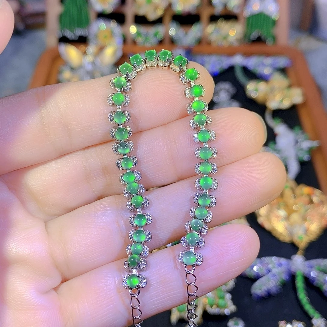 吊坠(不含链)银S925镶嵌翡翠