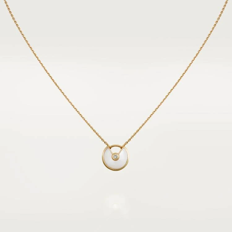 99新 Cartier/卡地亚 卡地亚18k黄金白贝母带钻护身符项链