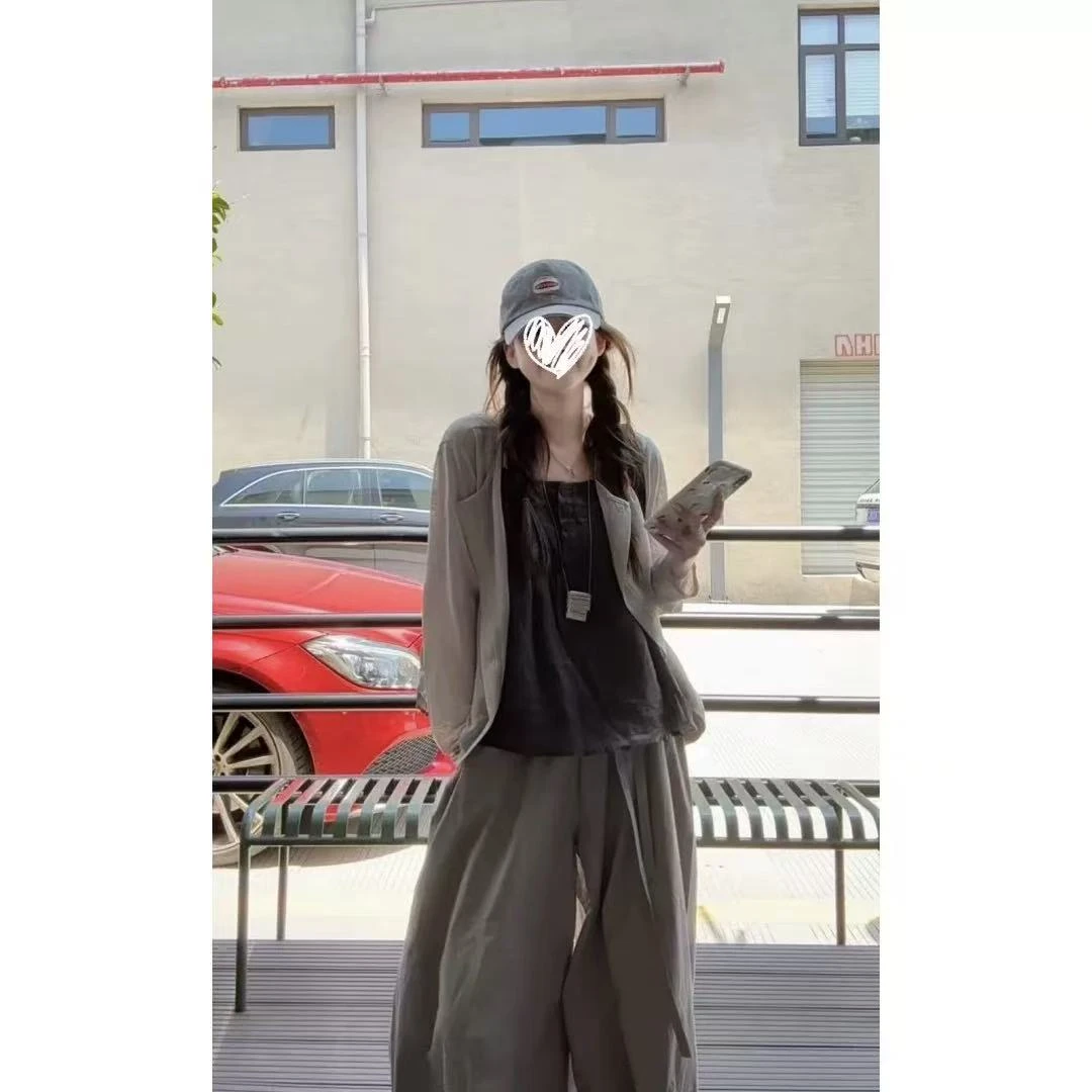 大码时尚套装宽松休闲风炸街高腰套装上衣慵懒风6559