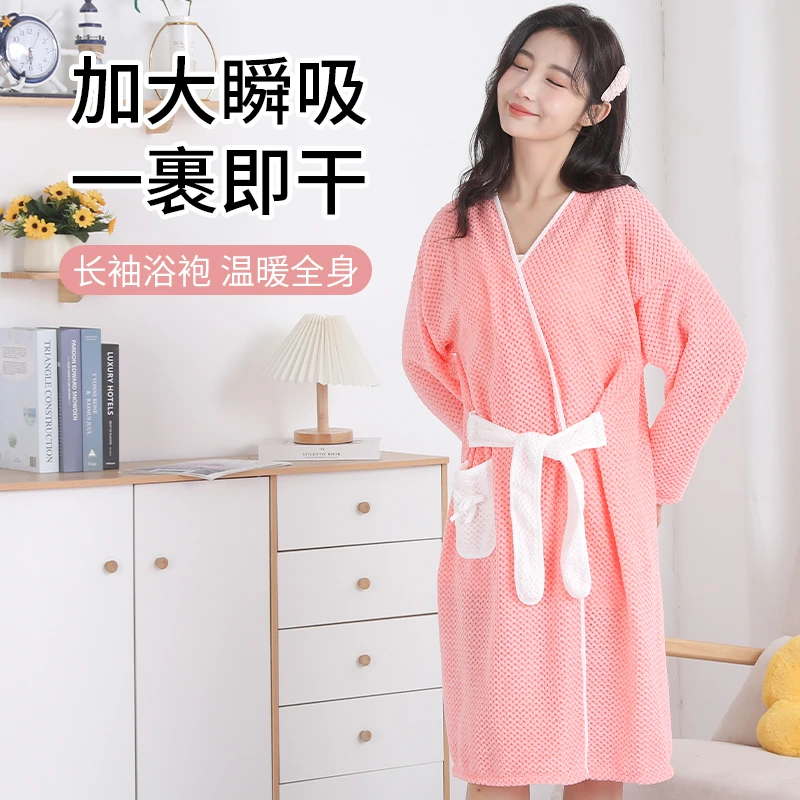 穿式时尚浴袍成人浴巾系带速干浴裙吸水可爱学生居家睡袍柔软洗澡
