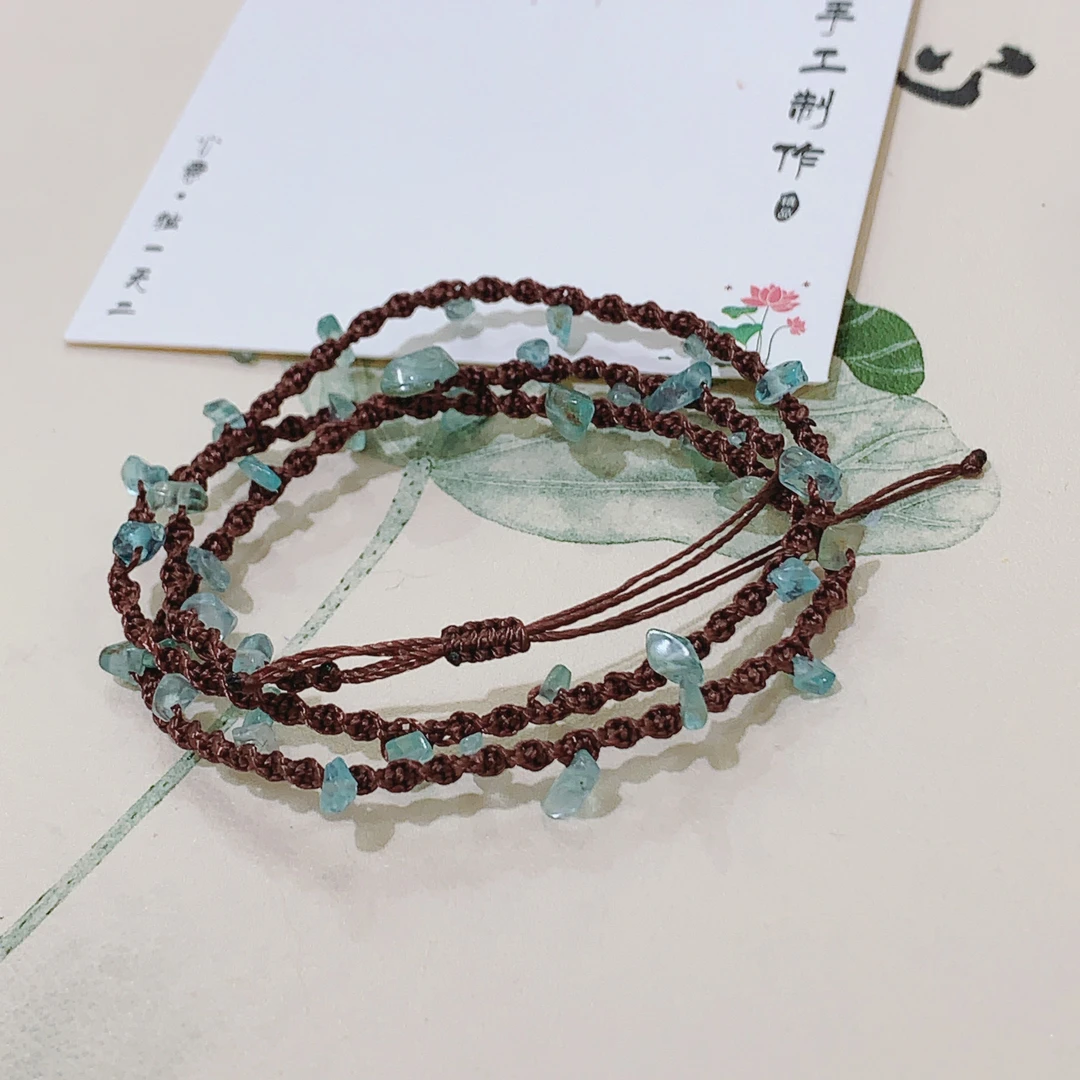非金属锦纶手链 蓝碎石手链轻奢小众精致编绳配饰女手饰春夏季