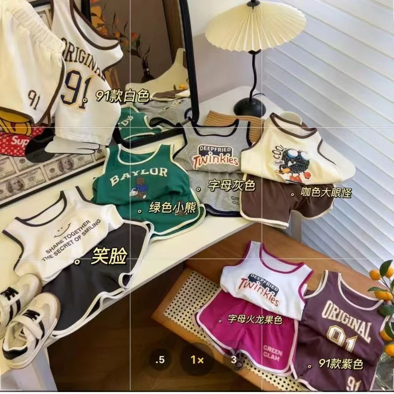 儿童夏季韩版纯棉运动套装背心短裤两件套