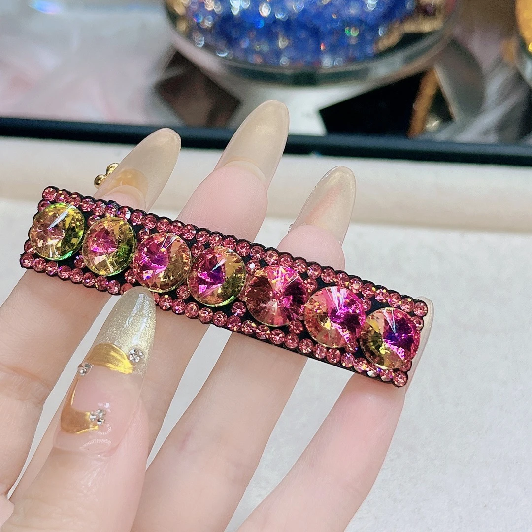 799火龙果色女夹子边夹日韩时尚饰品一字夹BB夹钻发夹发夹