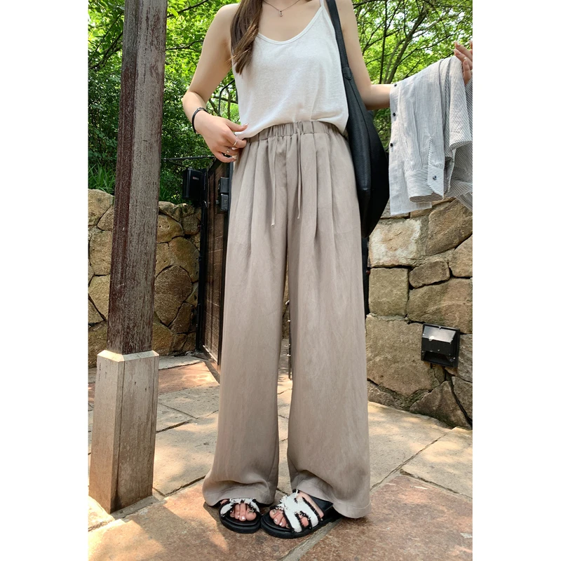 【ALINDM年终大清仓】胖mm慵懒松弛感裤子200斤垂感阔腿裤女AS25427