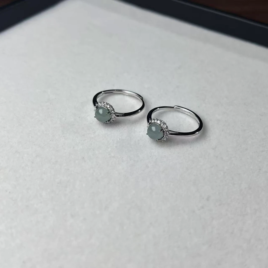 【睿泽鉴宝】S925翡翠蛋面戒指 多样性发一/有瑕 5*2mm HY0150