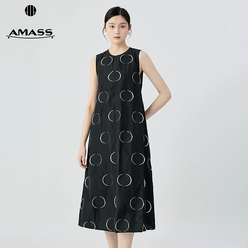 阿玛施AMASS 摩登个性无袖宽松宽腰袢造型洋装550005