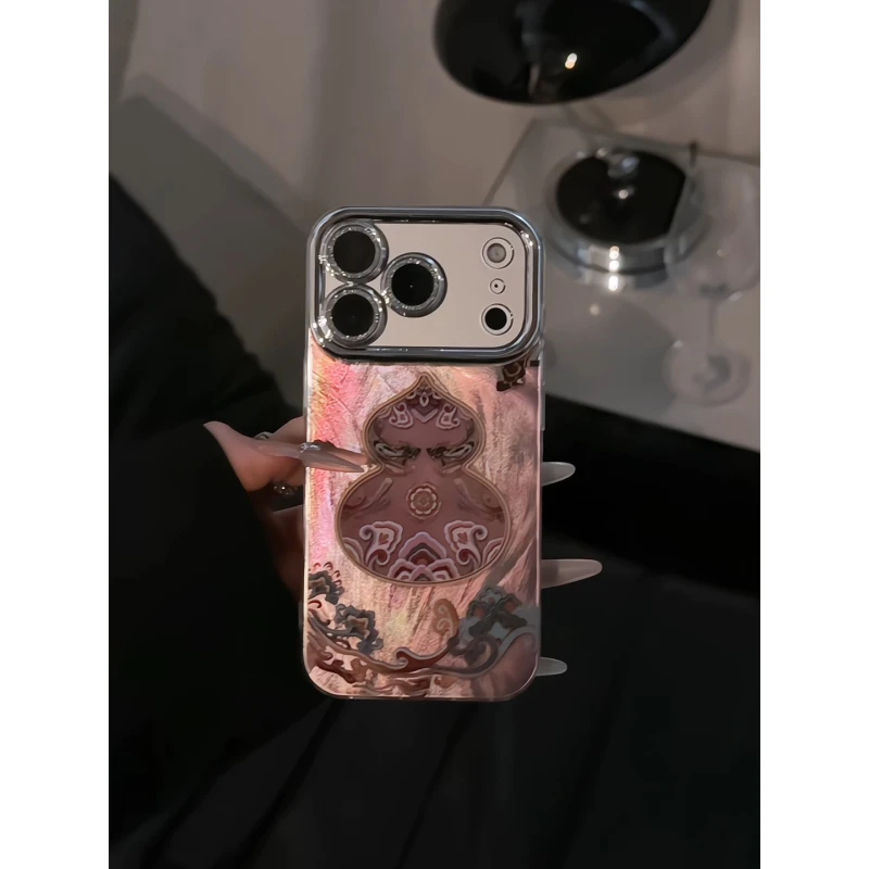 适用苹果17pro手机壳16精孔羽纱华为p80荣耀简约oppo小米敦煌葫芦