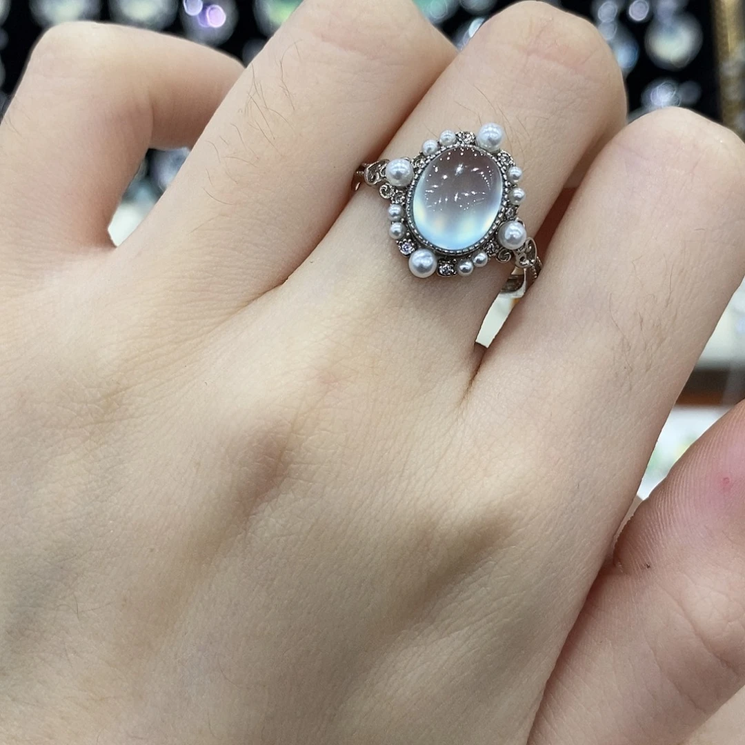 蛇纹石玉银S925镶嵌戒指