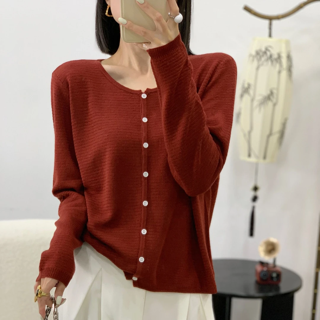 【晴晴专属】设计款纯色针织毛衣圆领百搭时尚休闲针织开衫S780#