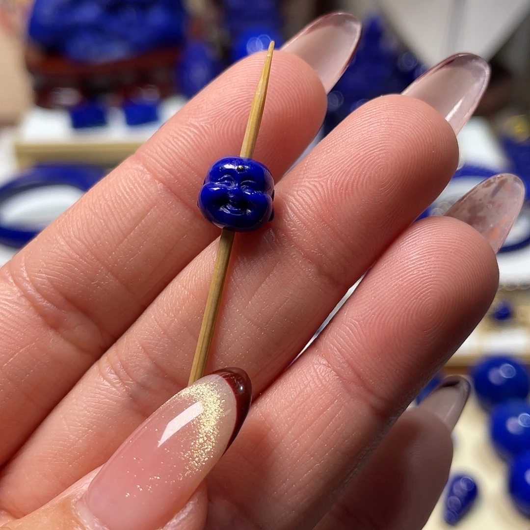 小***～青金石未镶嵌精品弥勒单珠9.5mm