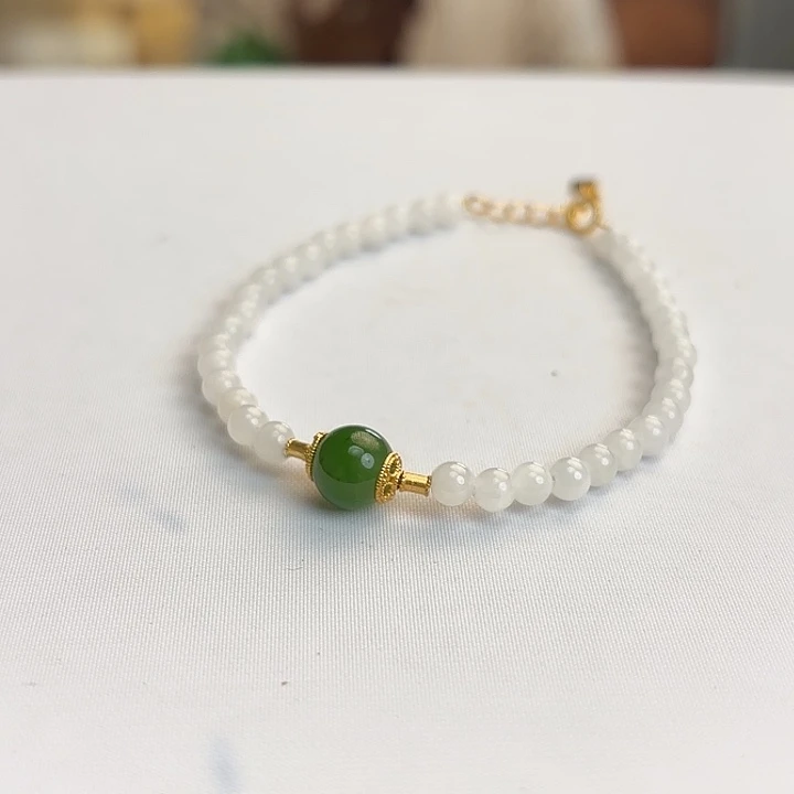 和田玉（白玉）未镶嵌手链4mm白玉