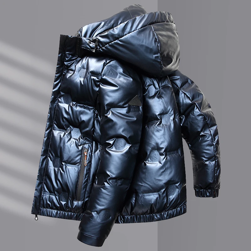 帽子可拆卸】亮面免洗防水羽绒服男2025冬季青年加厚保暖帅气外套