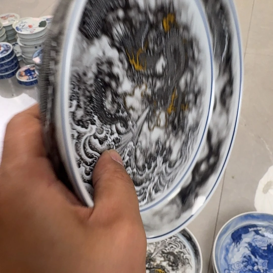 摆件黑墨龙吸水大壶承