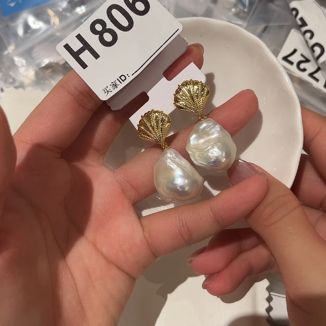 合金淡水珍珠耳饰