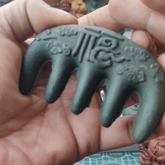 泥塑蓝药师香方香梳一把微瑕